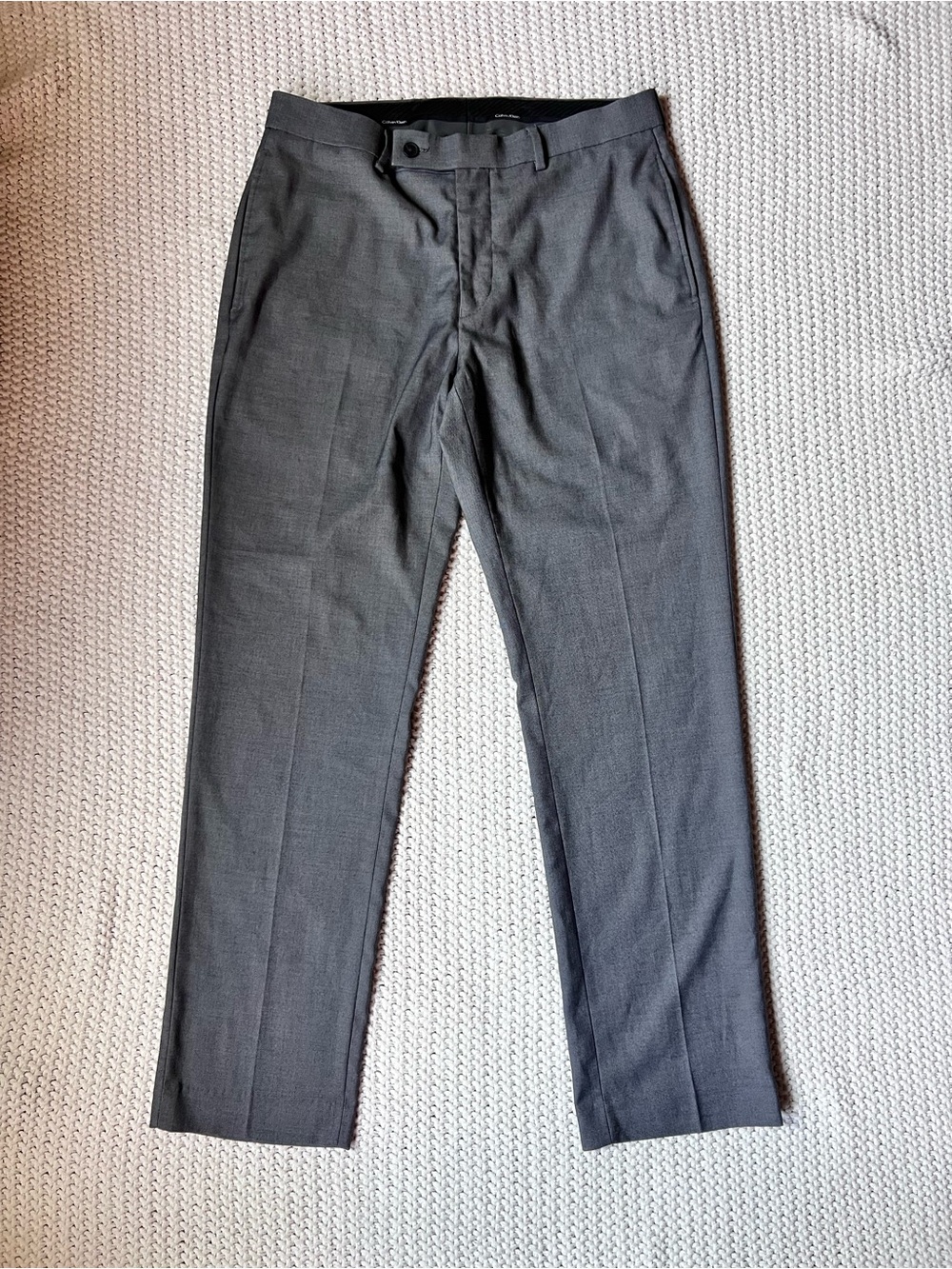 32x30 Calvin Klein Mens Slim Fit‎ Dress Pants Gray Grey Classic Office Work Wear